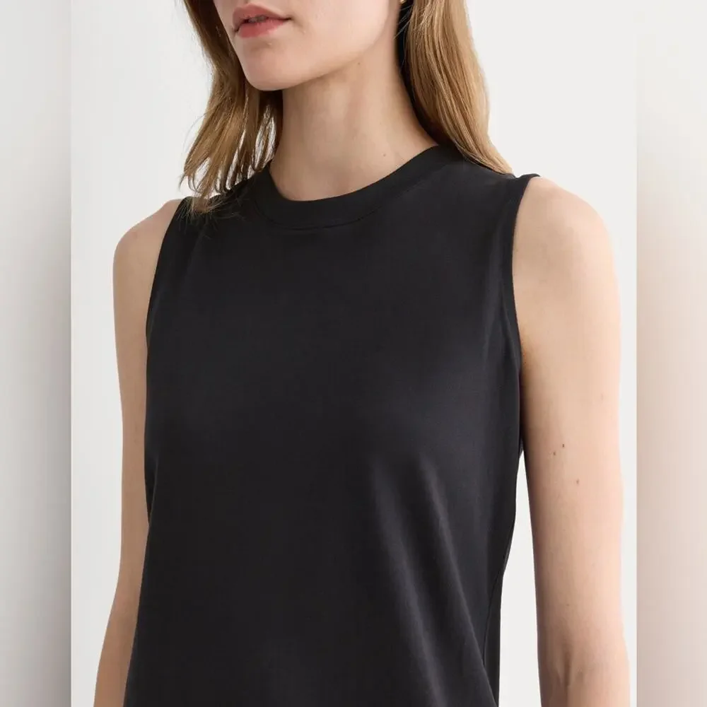 Everlane The Weekend Tank Dress Black Size XS Midi Organic Cotton NEW Perfect - Picture 3 of 11